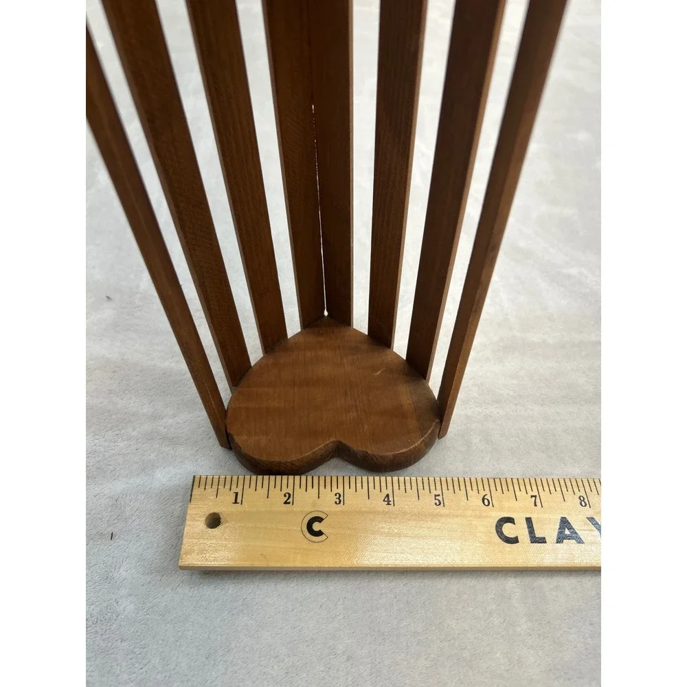 Wooden Basket Brown Heart Slatted Rustic Country 24